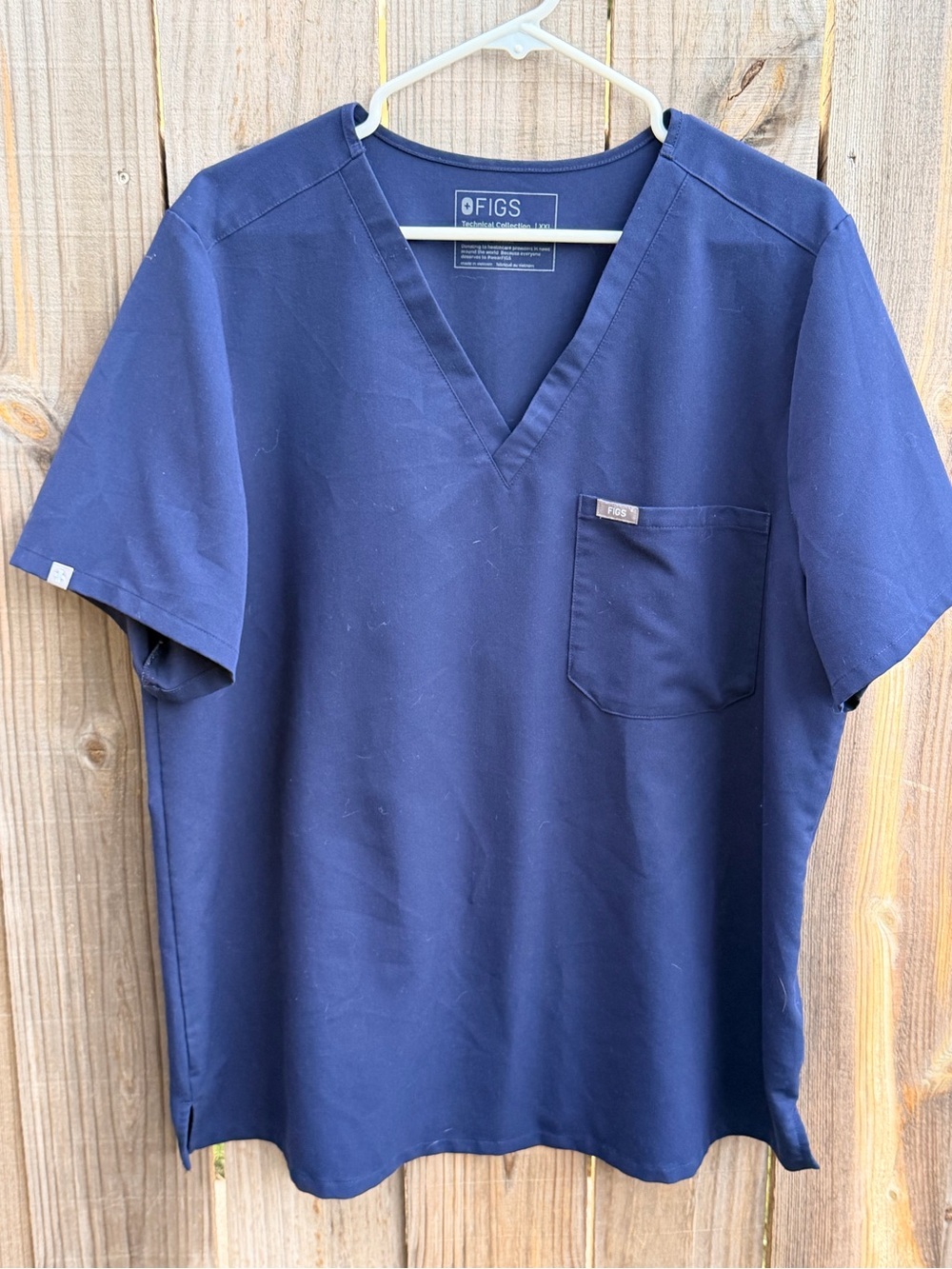 Figs Navy Short Sleeve V-Neck Scrub Top